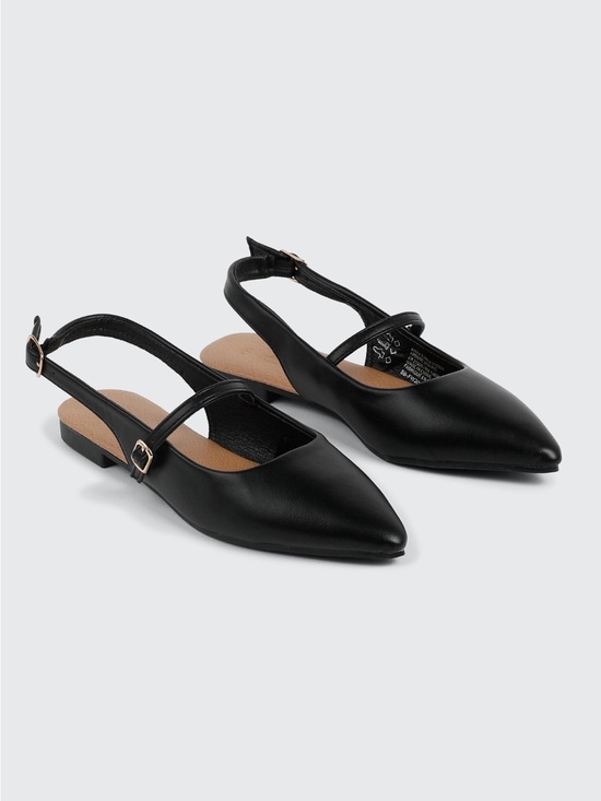 Ardene Shoes - Black sling black flat shoes - Ardene